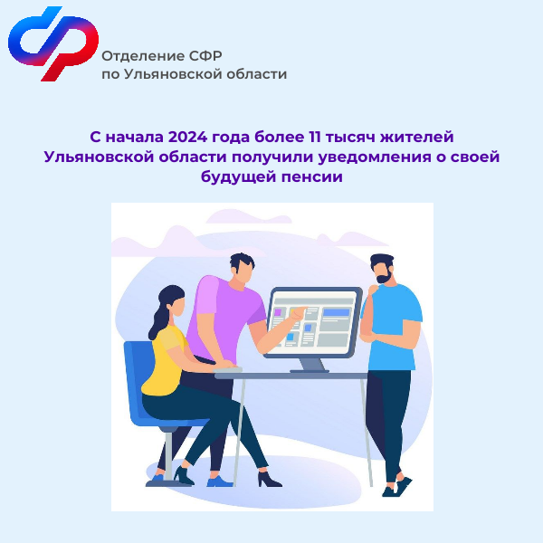 С начала 2024 года более 11 тысяч жителей Ульяновской области получили уведомления о своей будущей пенсии .